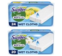 Swiffer Escoba Toallitas impregnadas para suelos con perfume limón 24X y 20X con perfume Morning Fresh, para una limpieza rápida y fácil