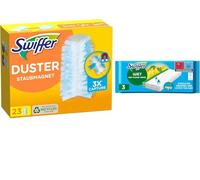 Swiffer Kit de Recarga de Plumero y Escoba, Incluido 23 recambios Duster Plumero y 3 toallitas húmedas escobas Swiffer, atrapa y retiene 3 Veces más Cabello y Polvo Que un Plumero Normal