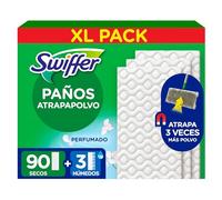 Swiffer Paños Secos Y Húmedos Para Mopa (90 Paños Secos, 3 Paños Húmedos) | Atrapa Y Retiene 3 Veces Más Polvo, Suciedad Y Pelo Que Una Escoba O Mopa Convencional