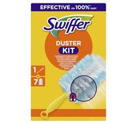 Swiffer Kit de iniciación con imán para polvo, 1 mango, 7 paños, atrapa 3 veces más polvo y pelo