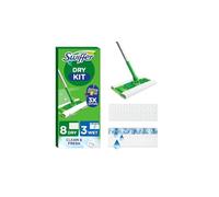 Swiffer Sweeper Mopa Seco Y Húmedo Kit Básico Para Limpiar Madera Y Suelos, Incluye: 1 Mopa, 8 Paños Secos, 3 Paños Húmedos