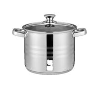 SWISS HAUS - Cacerola de acero inoxidable - Colección Montreux - Apta para todo tipo de cocinas - Tapa de cristal - Ø 22 x 18 cm - 6,8 L - Para cocción a fuego lento