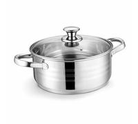 SWISS HAUS - Cacerola de acero inoxidable - Colección Montreux - Apta para todo tipo de cocinas- Tapa de cristal - 24 x 10 cm - 4,7 L - Cocina sana y uniforme