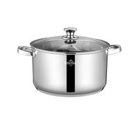 SWISS HAUS - Cacerola de la colección Davos - Acero inoxidable 201 - Tapa de cristal - Base multicapa - Apta para todo tipo de cocinas - Gran capacidad - Ø 28 x 16 cm - SH-DC28C