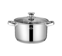 SWISS HAUS - Cacerola de la colección Davos con tapa - Acero inoxidable 201, base de inducción, apta para todo tipo de cocinas, cocción uniforme - Ø 24 x 14,5 cm - 6,6 L SH-DC24C