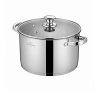 SWISS HAUS - Cacerola de la colección Engelberg con tapa de cristal - Cuerpo de acero inoxidable 201 - Base de triple capa de acero, aluminio y hierro - Apta para todo tipo de cocinas - Ø 28 x 16 cm