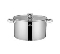 SWISS HAUS - Cacerola de la colección Engelberg con tapa de cristal - Cuerpo de acero inoxidable 201 - Base de triple capa de acero, aluminio y hierro - Apta para todo tipo de cocinas - Ø 28 x 16 cm