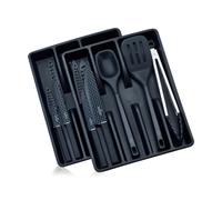 SWISS HAUS - Juego de cocina de 13 piezas - Colección Lake Geneva Negro - Cuchillo de chef de 20 cm, cuchillo de pan de 15 cm, cuchillo multiusos, cuchara, espátula, pinzas, bandeja para cubiertos