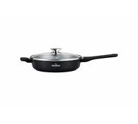 SWISS HAUS - Sartén Basel Premium Collection - Revestimiento cerámico antiadherente - Aluminio forjado - Apta para todo tipo de cocinas- Ø 28 cm - Con tapa negra