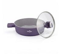 SWISS HAUS - Sartén de 24 x 7,5 cm con tapa, Colección Castillo Speiez - Aluminio forjado, revestimiento cerámico antiadherente - Apta para todo tipo de cocinas- Morado - SH-SCLC24T