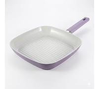 SWISS HAUS - Sartén grill de la colección Castillo Speiez - Ø 28 cm - Apta para todo tipo de cocinas- Aluminio forjado topo - Revestimiento cerámico antiadherente - Base acanalada