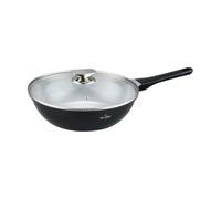 SWISS HAUS - Sartén wok Basel Premium Collection - Revestimiento cerámico antiadherente Sapphire™ - Aluminio fundido - Apta para todo tipo de cocinas- Libre de PFAS - Ø 30 cm - 4,7 litros - Negra
