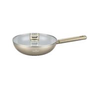SWISS HAUS - Sartén wok Speiez Castle Collection con tapa - Ø 28 cm - Apta para todo tipo de cocinas- Aluminio forjado champán - Cocina rápida y saludable