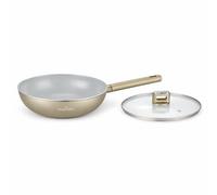 SWISS HAUS - Sartén wok Speiez Castle Collection con tapa - Ø 30 cm - Apta para todo tipo de cocinas- Aluminio forjado champán - Excelente retención del calor
