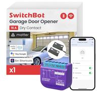SwitchBot Abridor de puerta de garaje Smart WLAN, certificado New Matter, control de aplicación, Alexa/Google/Siri/IFTTT/SmartThings compatible, múltiples modos de notificación, no requiere