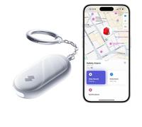 SwitchBot Alarma de Seguridad Personal, 130dB Sirena con Luz LED Estroboscópica, Llavero de Autodefensa IP65 con Alertas de Ubicación, Ideal para Mujeres, Niños y Ancianos, Blanco