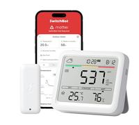 SwitchBot Detector de CO2 Bluetooth con termómetro IP65, medidor de CO2 con termómetro e higrómetro Interior, medidor de Calidad del Aire con Alarma de CO2, Sensor Bluetooth de CO2 con aplicación, 2