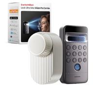 SwitchBot Lock Ultra Max con SwitchBot Teclado Vision Pro, reconocimiento facial 3D y de venas de la palma, apertura en 1,1 s, fácil instalación, hasta 9 meses de batería, acceso remoto y Matter