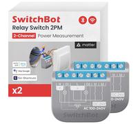SwitchBot Matter Interruptor de Relé 2PM, módulo de relé inteligente con medición de energía, interruptor Wi-Fi y Bluetooth compatible con Alexa/Apple HomeKit/Google Home, 2.4GHz, 16A, 2Pcs