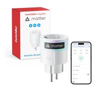 SwitchBot Matter Plug Mini con monitor de energía, control por Wi-Fi y Bluetooth, compatible con Alexa, Google Home y Home Assistant, control por voz y acceso remoto a la aplicación, 16A