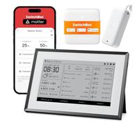 SwitchBot Panel doméstico inteligente E-Ink, monitor de temperatura y humedad interior y exterior de 7,5" con calendario digital, Wi-Fi 2,4GHz y BLE, compatible con Google/iCloud/Outlook (3in1 Combo)