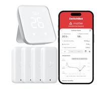 SwitchBot Termómetro higrómetro interior, 4 unidades, con Hub2, WiFi y Bluetooth, medidor de humedad de aire, notificaciones de aplicaciones, compatible con Apple Home, Alexa, GoogleHome, IFTTT