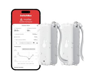 SwitchBot Termómetro higrómetro IP65 para interior y exterior, termómetro Bluetooth con punto de rocío/VPD/sensor de humedad absoluto, termómetro exterior, almacenamiento de datos para invernadero