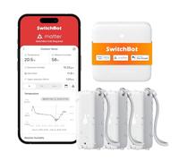 SwitchBot Termómetro Higrómetro WiFi 3-Pack c/Hub Mini Matter, IP65 Impermeable, Sensor Temp./Humedad Interior Exterior, Notificaciones App, Almacenamiento Datos Gratis, compatible Alexa