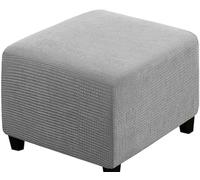 SWJ-swjssb Funda de Puff Cuadrado 50x50,80x80 Elástica Otomana Funda para Taburete Plegable Suave Cubierta del Pedal con Parte Inferior Protector De Muebles para Taburete Otomano(Gris Claro,35x35 cm)