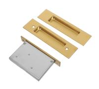 SWOOMEY 2 Piezas Cerradura Empotrada Silenciosa y Resistente Abrasión para Puertas Tirador Tipo Bolsillo, Acero Inoxidable Dorado para Renovación del Hogar y Cocinas
