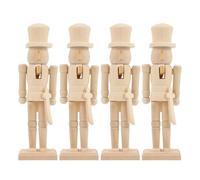 SWOOMEY 4 Piezas Figura Cascanueces de Madera sin Pintar de 18cm para Navidad
