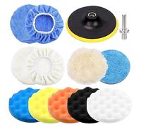 Swpeet 13pcs 7 pulgadas Conjunto de almohadillas de amortiguación, kit de pulido de coche, de espuma de cera para perforador eléctrico doméstico y pulidor automático con adaptador de M14