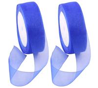 Swpeet 2 rollos de cinta de tela transparente brillante azul zafiro de 18 pulgadas cinta de organza transparente transparente transparente para ramos de boda decoración de cumpleaños