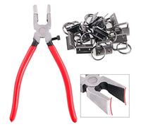 Swpeet 32 juegos de llaves de 25 mm con 1 alicates para llavero, herramientas de alicates de vidrio con mandíbulas curvadas, puntas de goma perfectas para instalar herramientas de llave (negro)