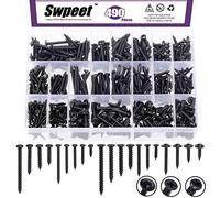 Swpeet Juego surtido de tornillos de madera de acero chapado en zinc #4#6#8, tornillos autoperforantes para paneles de yeso, tornillos Phillips de cabeza plana, tornillos de madera surtidos