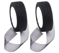 Swpeet - Lote de 2 rollos de cinta transparente de organza para ramos de flores, boda, decoración de cumpleaños y boda - 45,2 m x 2,5 cm - Negro brillante