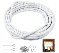 SWTYExt 3m Gusanillo para Cortinas Alambre de Cortina con 8 Pares Ganchos | Sistema Tensor de Cuerda, Plastificado, Ojales Roscados, para Visillo, Cortinas de Ducha, Bricolaje