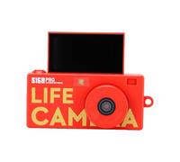 Sxhlseller Cámara de Llavero con Flash, 2K 12MP 1,47 Pulgadas Pantalla Abatible Impermeable Enfoque Automático Cámara de Pulgar Retro Gran Angular de 110° para Aventuras Al Aire Libre (Rojo)