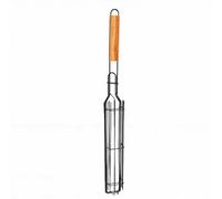 Sxhlseller Cesta para Pinchos de Barbacoa de Madera Natural |Estante Giratorio de 360 grados para Asar Carne, Verduras, Mariscos con Cierre de Bloqueo (Color de madera natural.)