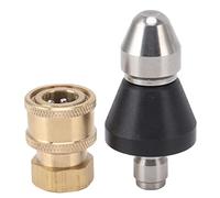Sxhlseller G1/4 Alcantarilla Limpieza Boquilla, Acero Inoxidable con | Boquilla de chorro de alcantarillado a presión, chorro de orificio trasero, con conector de liberación rápida para limpieza