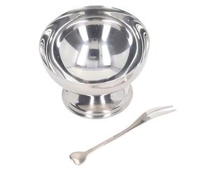 Sxhlseller Juego de Cuencos para Helado de Acero Inoxidable con Tenedor, Taza de Postre de Metal para Ensalada de Pudín y Degustación de Bagatelas, Capacidad de 250 Ml para el Hogar, Hotel o (250ml)