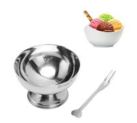 Sxhlseller Taza de Helado de Acero Inoxidable con Tenedor, Cuenco de Postre Reutilizable para Helado, Pasteles, Pudín, Ensalada de Frutas, Vino, Cócteles, Fiestas en el Hogar y Tiendas de Alimentos