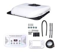 SXOIIVC Aire Acondicionado de Techo para Autocaravana, diseño monobloque, para semirremolques, con Control Remoto e iluminación, Giratorio, 6 Salidas de Aire, 24 V, Color Blanco, Rojo (bla
