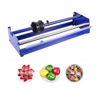 SXYKXYDL Dispensador de Film Estirable con Cortador, máquina de Envoltura Manual de 19,5", Herramienta dispensadora de Film Transparente para envasado de bandejas de Alimentos, Color Azul.