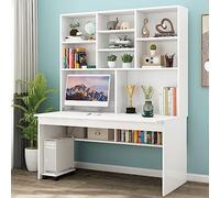 SXZenSpace con estantería para Espacios pequeños, Mesa de Escritura/estación de Trabajo de Madera para Adolescentes, Estudiantes, Escritorio para Oficina en casa, estantería.