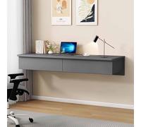 SXZenSpace Escritorio de Pared con 2/3 cajones, mesita de Noche Flotante Moderna Blanca, Escritorio para computadora, Estante pequeño para Dormitorio o Sala de Estar (F, 100 x 40 cm / 39 x 16