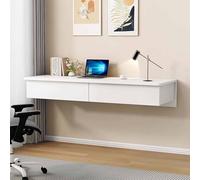 SXZenSpace Escritorio de Pared con 2/3 cajones, mesita de Noche Flotante Moderna Blanca, Escritorio para computadora, Estante pequeño para Dormitorio o Sala de Estar (A, 100 x 40 cm / 39 x 16