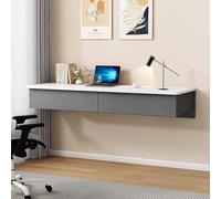 SXZenSpace Escritorio de Pared con 2/3 cajones, mesita de Noche Flotante Moderna Blanca, Escritorio para computadora, Estante pequeño para Dormitorio o Sala de Estar (E, 100 x 40 cm / 39 x 16