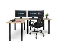SyberDesk Gaming Pro: Escritorio de esquina para juegos, 197 x 132 cm – Mesa de ordenador grande, escritorio de esquina, ideal para oficina y juegos (diseño roble, orientación izquierda)