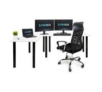 SyberDesk Gaming Pro: Escritorio de esquina para juegos, 197 x 132 cm – Mesa de ordenador grande, escritorio de esquina, ideal para oficina y juegos (diseño en blanco, para montaje en la izquierda)
